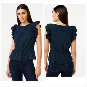 NWT Free Assembly Short Sleeve Ruffle Top